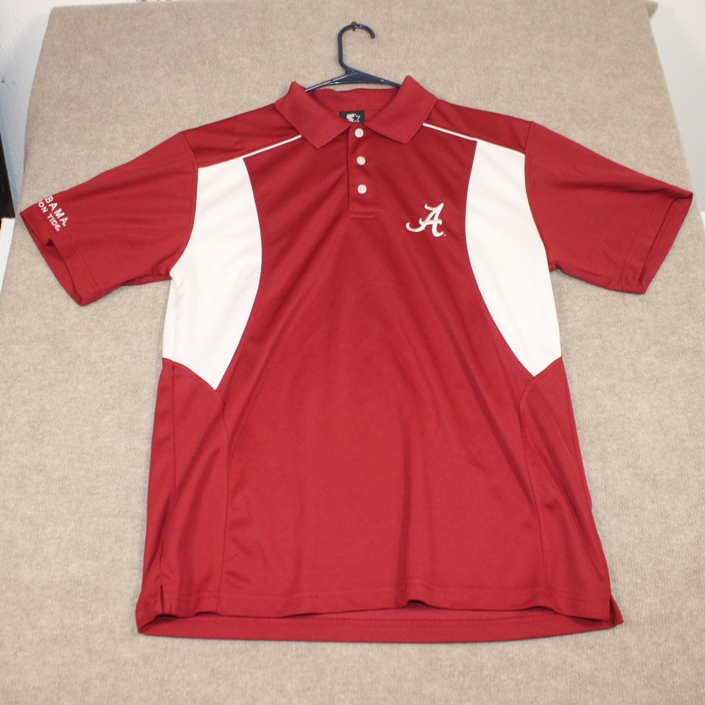 Starter Alabama Crimson Tide Mens‎ Medium Polo Shirt Red White Colorblock Bama